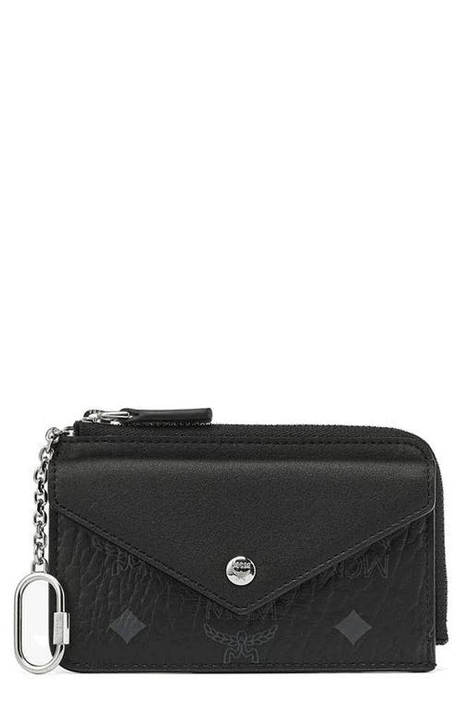 MCM Mini Aren Visetos Coated Canvas Card Case in Black at Nordstrom