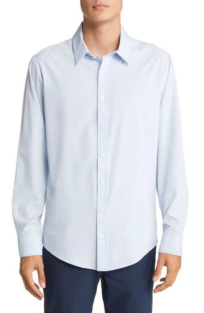 Mizzen+Main Men's Leeward Trim Fit Solid Performance Button-Up Shirt Light Blue at Nordstrom,