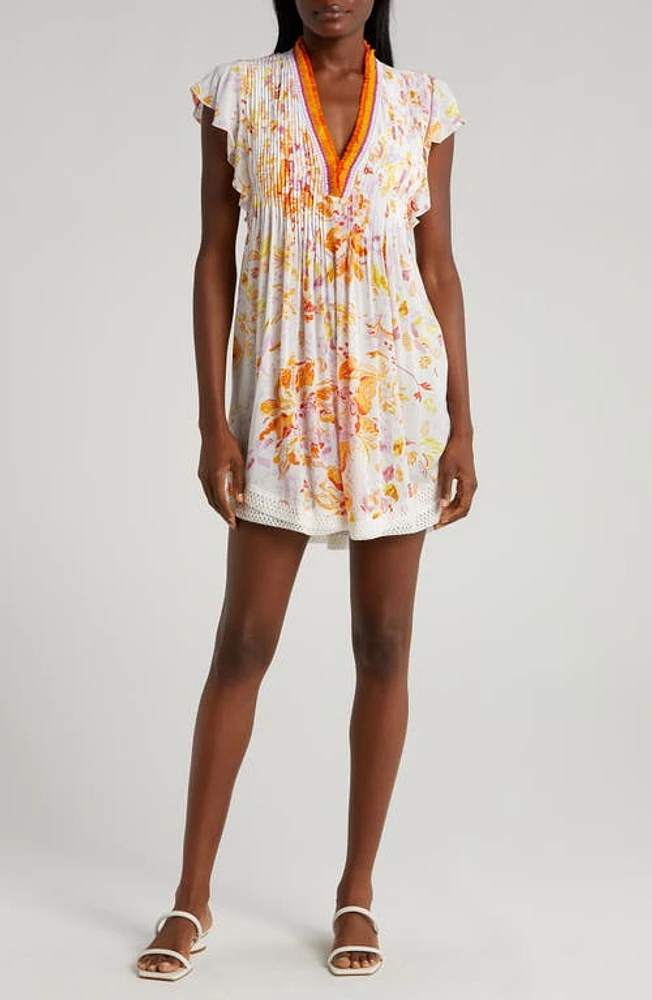 Poupette St Barth Sasha Cover-Up Minidress Orange Nemesia at Nordstrom,