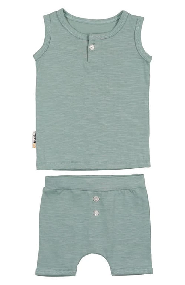 Manière Kids' Cotton Button Tank Top & Shorts Set Mint Green at Nordstrom,