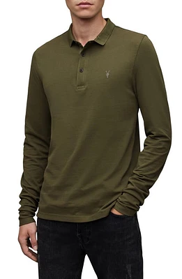 AllSaints Reform Long Sleeve Polo Green at Nordstrom,