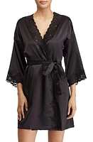 Lauren Ralph Lace Trim Satin Robe at Nordstrom,