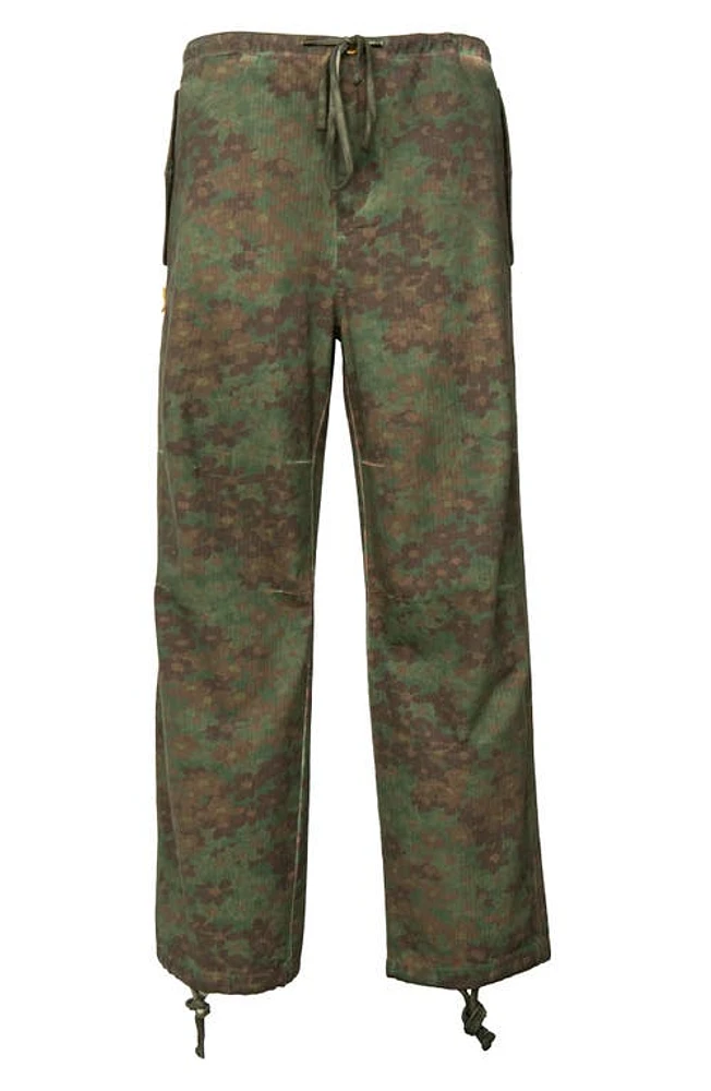 Round Two Floral Camouflage Drawstring Parachute Pants Green Multi at Nordstrom,