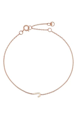 BYCHARI Initial Pendant Bracelet in 14K Rose Gold-J at Nordstrom