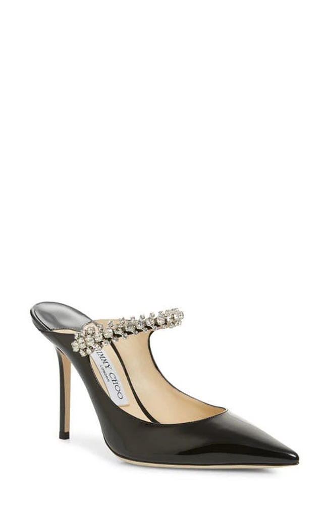 Jimmy Choo Bing Crystal Embellished Patent Mule Black at Nordstrom,