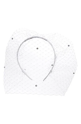 KAT AND CLARESE Crystal Embellished Veil in White at Nordstrom