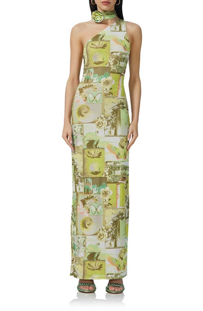 AFRM Savoy Postcard Print Strappy Back Maxi Dress Citrus Post Card at Nordstrom,