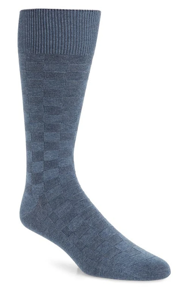 Nordstrom Grid Dress Socks in Indigo Marle at Nordstrom