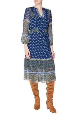 Julia Jordan Mixed Paisley Midi Dress in Navy Multi at Nordstrom, Size 2