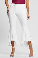 GUESS Sofia 1981 High Wast Fray Hem Crop Flare Jeans White at Nordstrom,