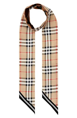 burberry Vintage Check Mulberry Silk Skinny Scarf in Archive Beige at Nordstrom