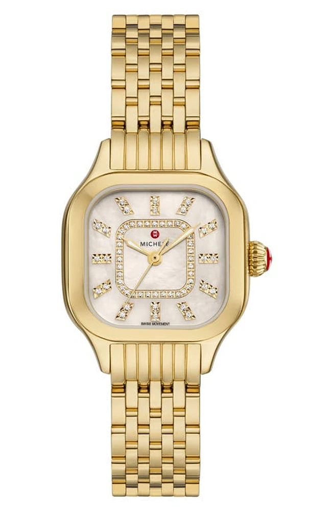 MICHELE Meggie Diamond Dial Watch Head & Bracelet, 29mm in Gold at Nordstrom