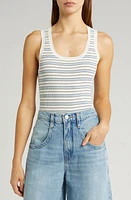 FRAME Stripe Rib Tank Light Blue Multi at Nordstrom,