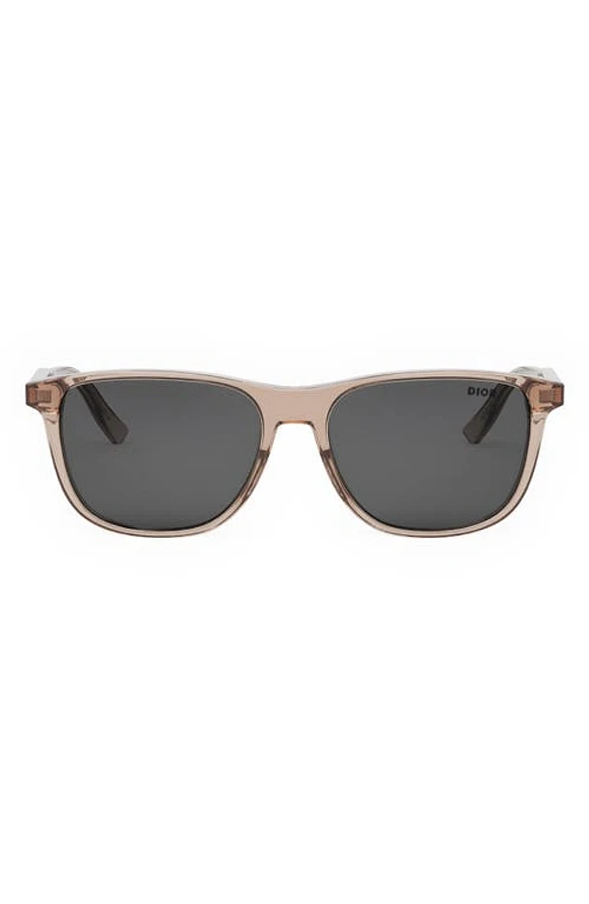 InDior S3I 56mm Rectangular Sunglasses in Shiny Pink /Smoke at Nordstrom