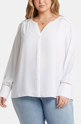 NYDJ Lilana Circle Trim Peasant Top Optic White at Nordstrom,