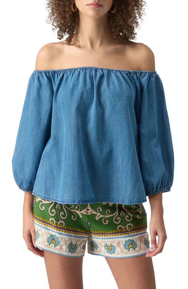 Sanctuary Beach to Bar Off the Shoulder Chambray Top Bit Of Blu at Nordstrom,