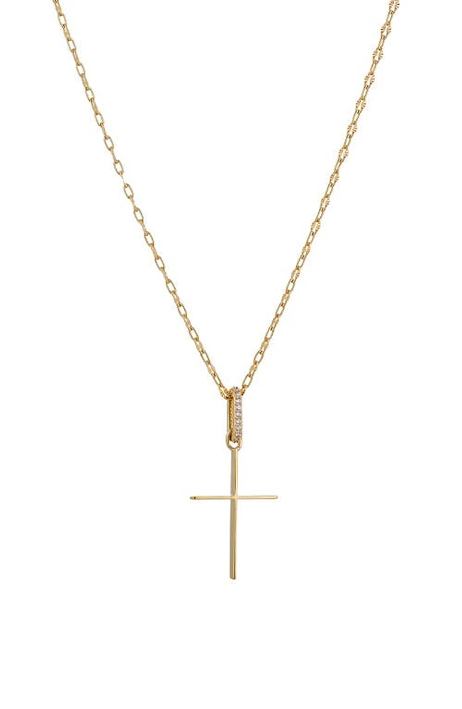 Nadri Cubic Zirconia Cross Pendant Necklace in Gold at Nordstrom