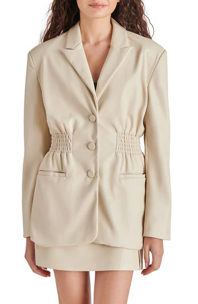 Steve Madden Frida Smock Waist Faux Leather Blazer Bone at Nordstrom,