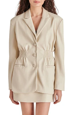 Steve Madden Frida Smock Waist Faux Leather Blazer Bone at Nordstrom,