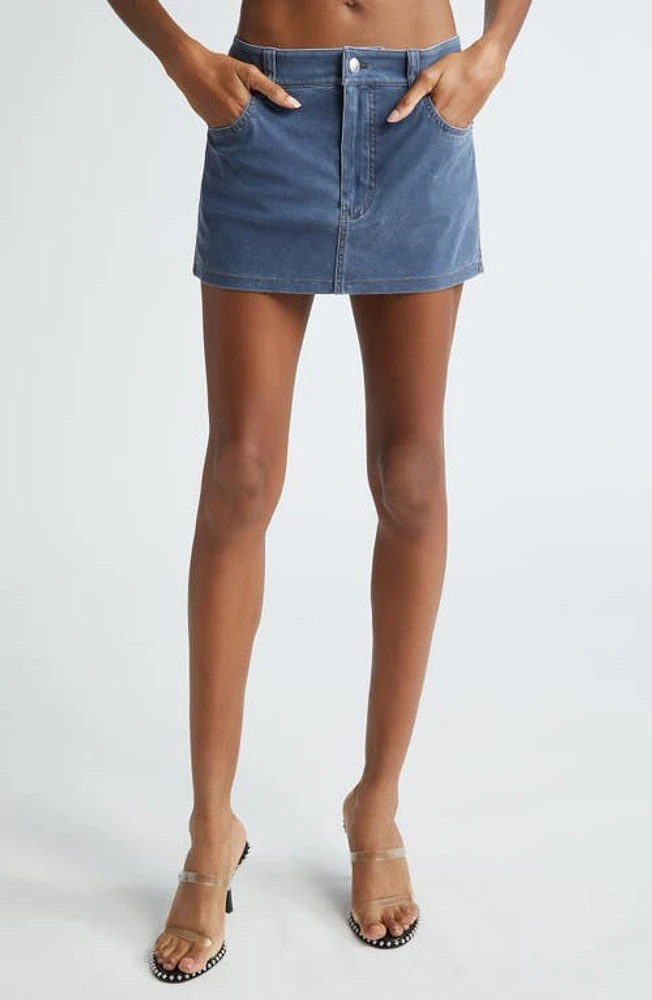 Alexander Wang Denim Trompe l'Oeil Stretch Nylon Miniskirt Dark Night at Nordstrom,