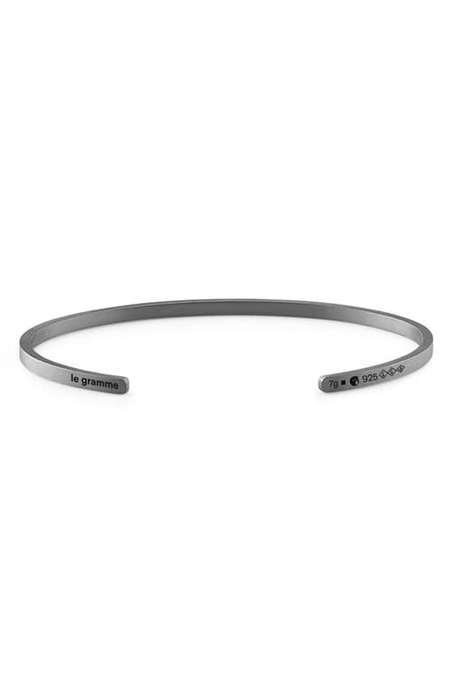 le gramme Men's 7G Brushed Sterling Silver Ribbon Cuff Bracelet Black at Nordstrom,