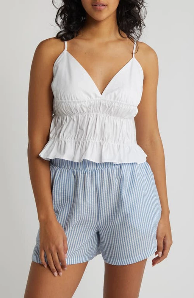 Noisy may Ingrid Smocked Camisole Bright White at Nordstrom,