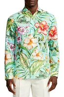 Ralph Lauren Purple Label Serengeti Floral Linen Button-Up Shirt Sea Glass at Nordstrom,