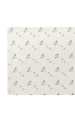 CRANE BABY Avery Print Organic Cotton Muslin Fitted Crib Sheet in Poppy Flower at Nordstrom