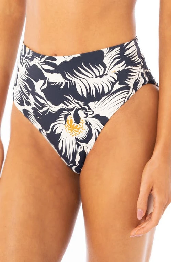 Maaji Delft Suzy Q Reversible High Waist Bikini Bottoms Blue at Nordstrom,