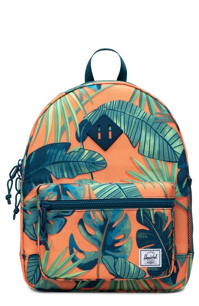 Herschel Supply Co. Kids' Heritage Youth Backpack in Tangerine Palm Leaves at Nordstrom