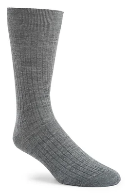 Canali Wool Blend Rib Dress Socks in Grey at Nordstrom, Size Medium