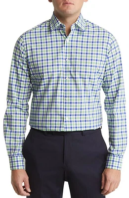 Duchamp Tailored Fit Gingham Dress Shirt Green at Nordstrom,