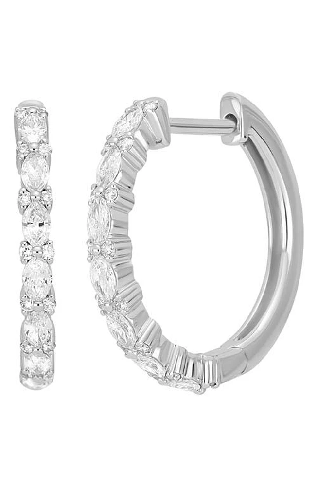 Bony Levy Getty Mixed Diamond Hoop Earrings in 18K White Gold at Nordstrom