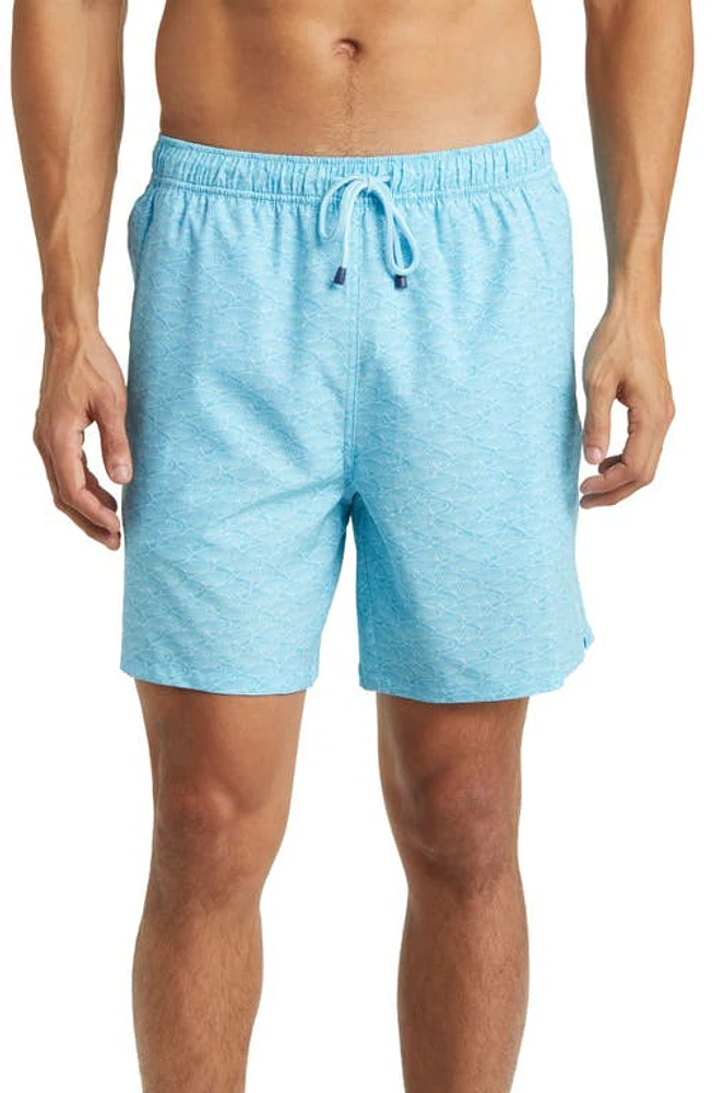 Peter Millar Ocean Traffic Fish Print Swim Trunks Caribbean at Nordstrom,