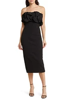 MISHA COLLECTION Evalina Strapless Ruffle Cocktail Dress in Black at Nordstrom, Size Xx-Small