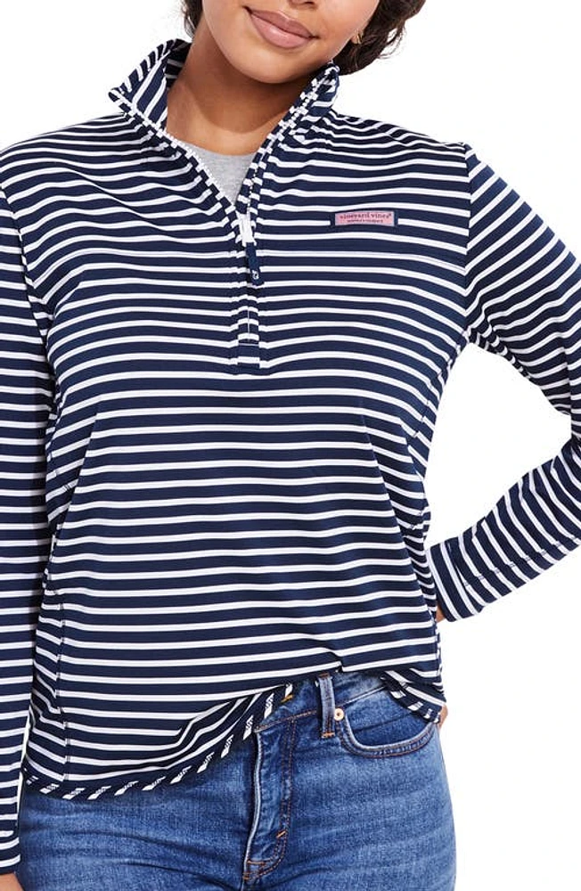 vineyard vines Microstripe Sankaty Half Zip Shep Shirt in 7595 Navy at Nordstrom, Size Xx-Small