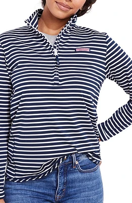 vineyard vines Microstripe Sankaty Half Zip Shep Shirt in 7595 Navy at Nordstrom, Size Xx-Small