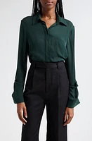 TWP Silk Boyfriend Shirt Rosin Green at Nordstrom,