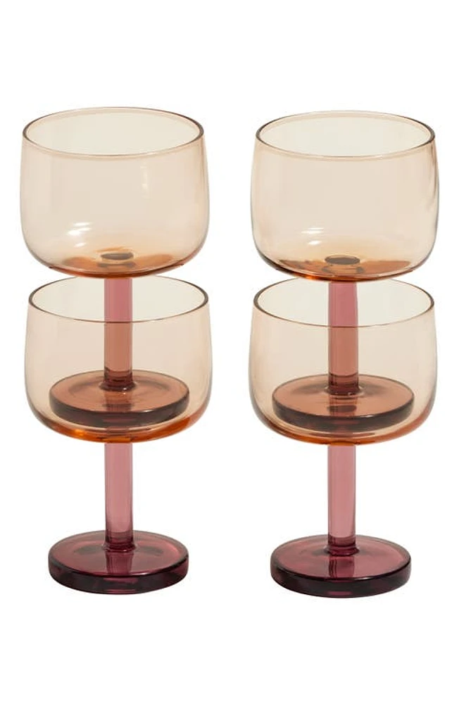 Our Place Set of 4 Party Coupe Glasses in Peach /Rosa at Nordstrom, Size One Size Oz