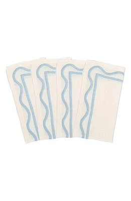 MISETTE Set of 4 Embroidered Linen Napkins in Color Block Blue at Nordstrom