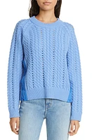 Derek Lam 10 Crosby Atiana Side Lace-Up Wool Cable Sweater in Baby Cobalt at Nordstrom, Size Medium