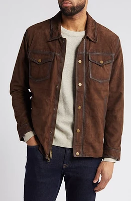 Frye Suede Trucker Jacket Dark Brown at Nordstrom,