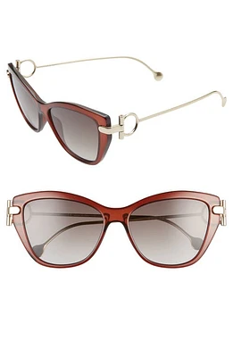 FERRAGAMO 55mm Cat Eye Sunglasses in Brown at Nordstrom