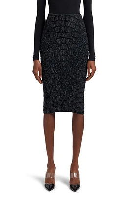 Alaïa Croco Bouclé Jacquard Pencil Skirt Noir/Vert at Nordstrom, Us