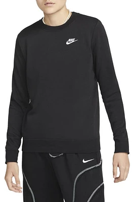 Nike Sportswear Club Fleece Crewneck Sweatshirt Black/White at Nordstrom,