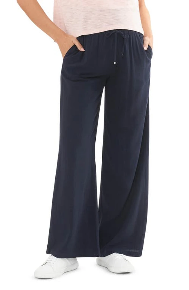 Ripe Maternity Marlow Smocked Drawstring Wide Leg Pants Navy at Nordstrom,