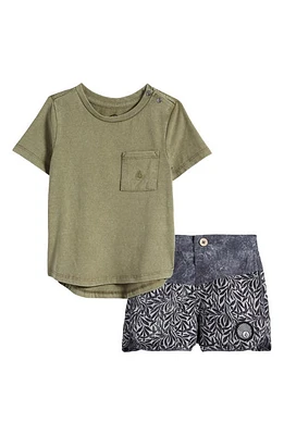 Volcom Acid Wash T-Shirt & Swim Shorts Set Military at Nordstrom, M