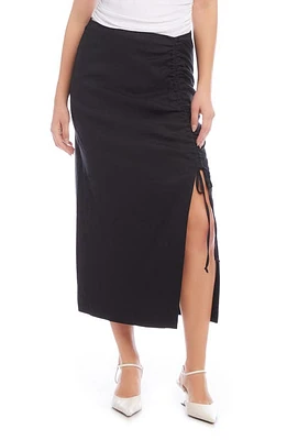 FIFTEEN TWENTY Florence Linen Blend Midi Skirt Black at Nordstrom,