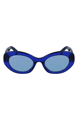 FERRAGAMO 53mm Oval Sunglasses in Blue/Grey at Nordstrom