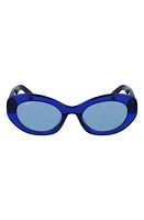 FERRAGAMO 53mm Oval Sunglasses in Blue/Grey at Nordstrom